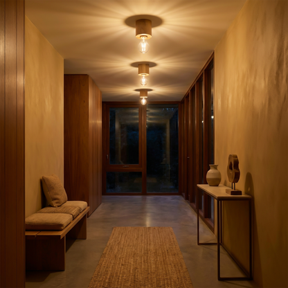 Plafonnier bois naturel minimaliste salon – Modèle Norvian