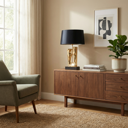 Lampe Confort Visuel Finition Or & Noir Élégante et Sculpturale – Stellan