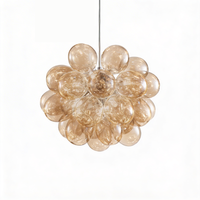 Lustre en Verre Soufflé Beige Foncé pour Salon – Orbalique