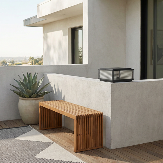 Lampadaire d'extérieur en verre strié noir – Veraluce