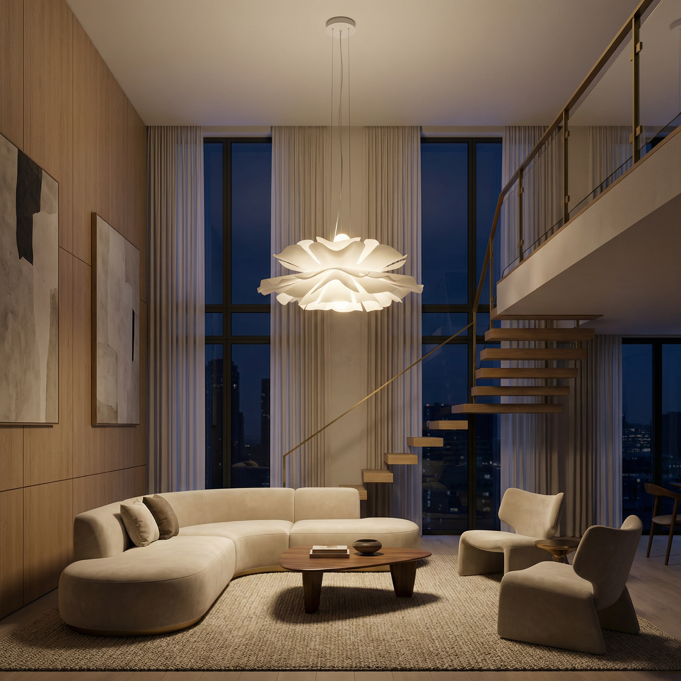 Lustre minimaliste en papier pour chambre à coucher – Calicea