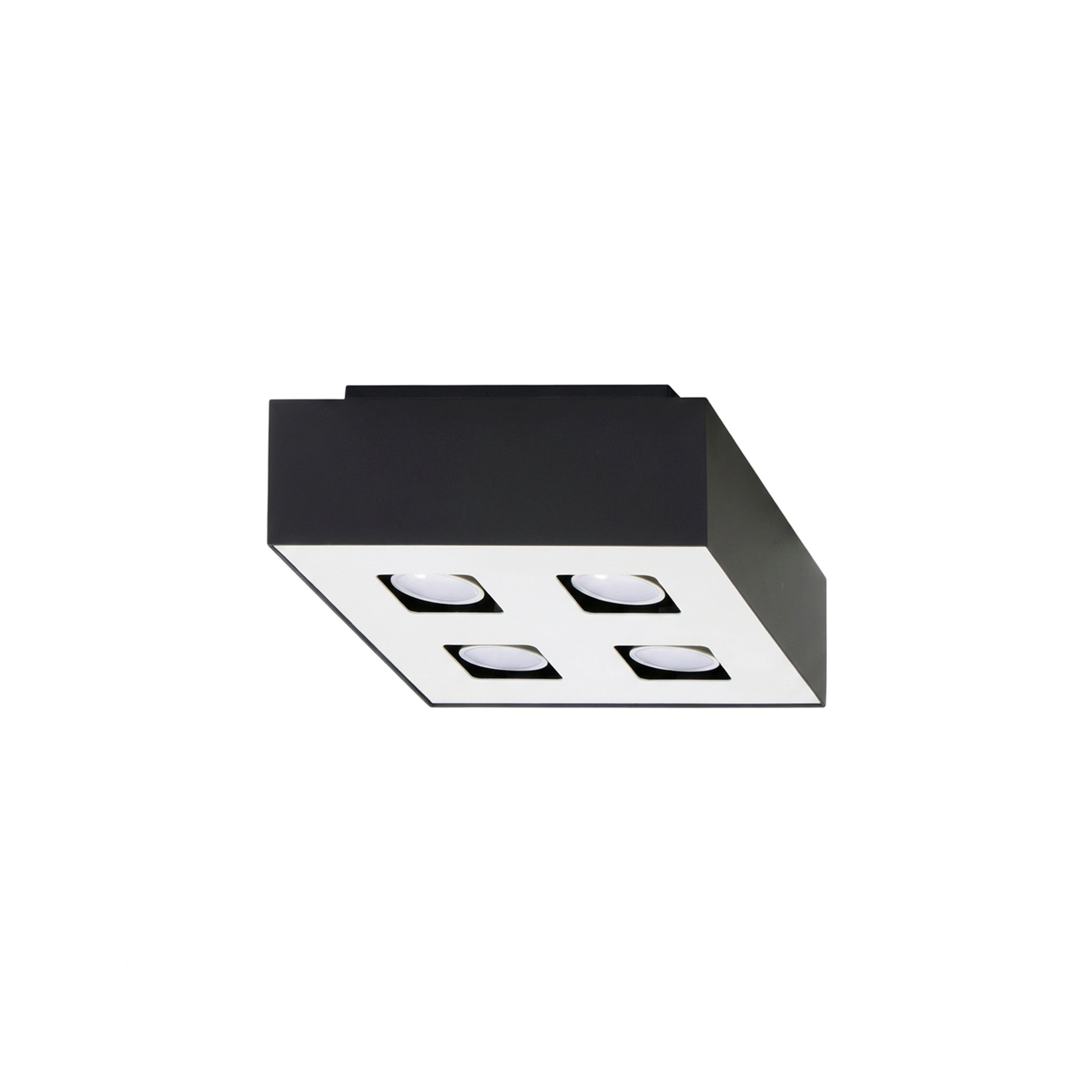 Square black minimalist 4-spotlight ceiling light – Orphéon