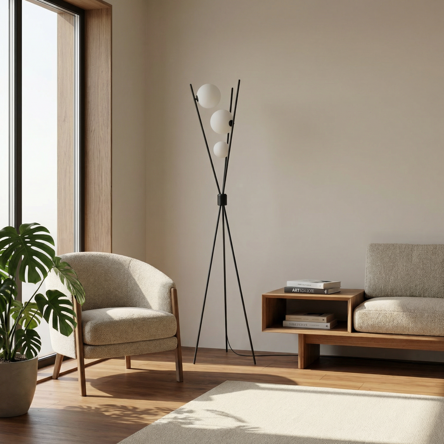 Lampadaire Polyvalent avec Boules de Verre Transparentes – Vera