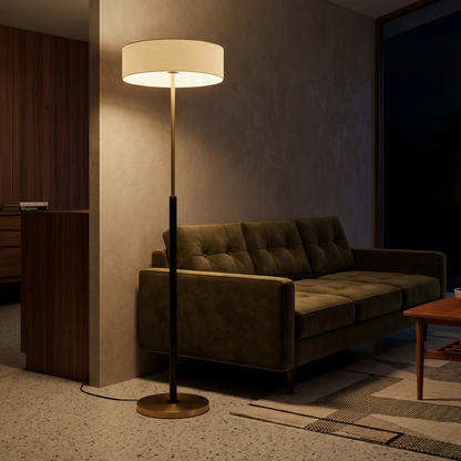 Lampe sur pied en verre et bois pour salon – Armonilleu