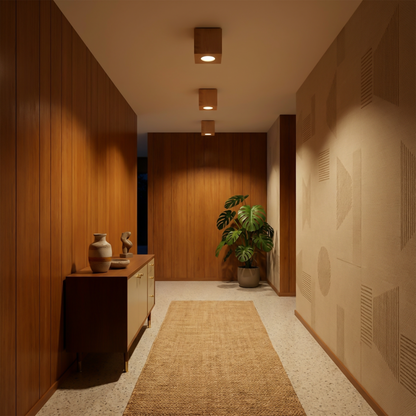 Scandinavian natural wood ceiling light for living room – Model Norvane