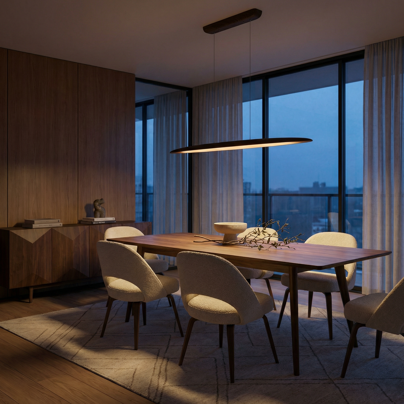 Suspension en bois dimmable pour cuisine et salle à manger – Maderise