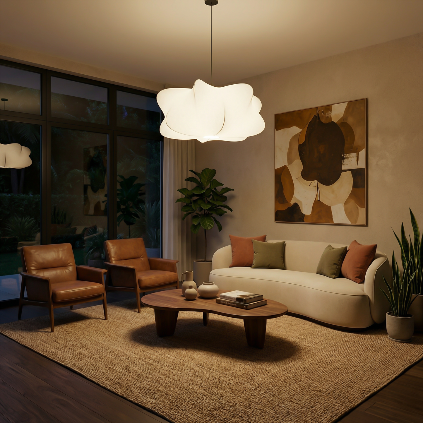 Suspension en soie style japonais pour salon – Zénithra