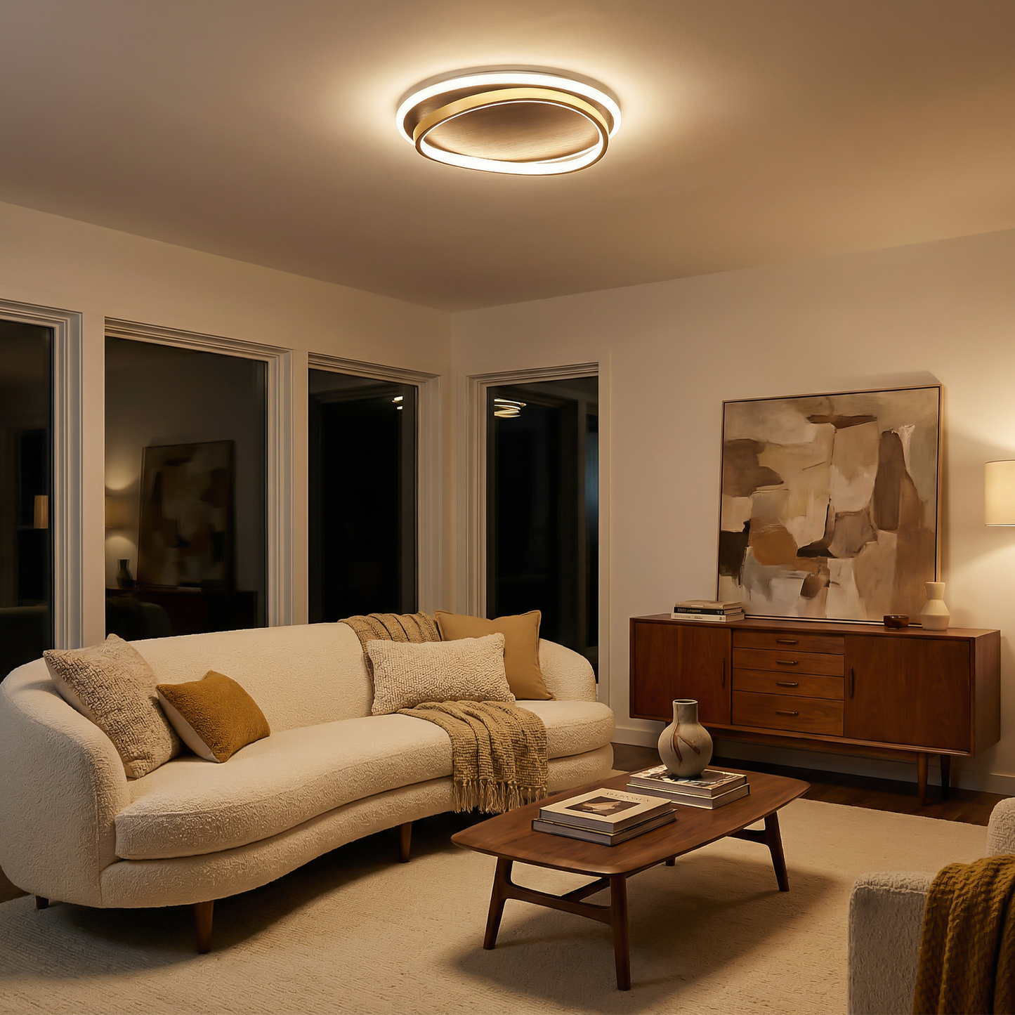 Plafonnier LED en bois de noyer pour chambre – Ciralu