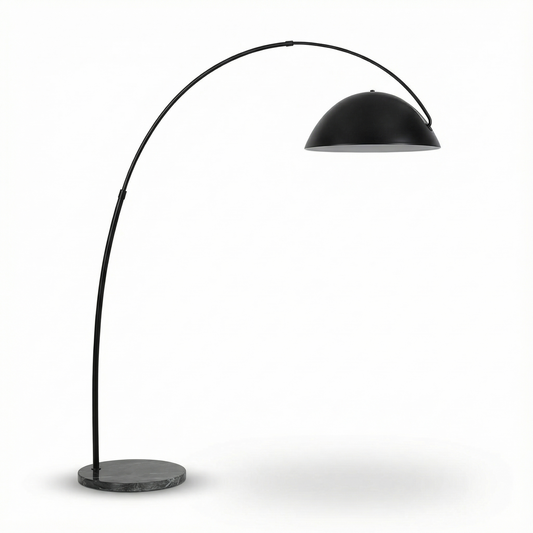 Lampe sur pied moderne en métal noir pour salon – Obsidial