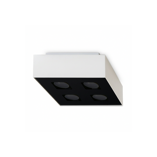 Plafonnier quadrado minimalista 4 focos branco – Modelo Asterion