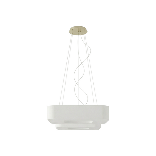 Lustre carré tissu blanc salon – Modèle Orphéale