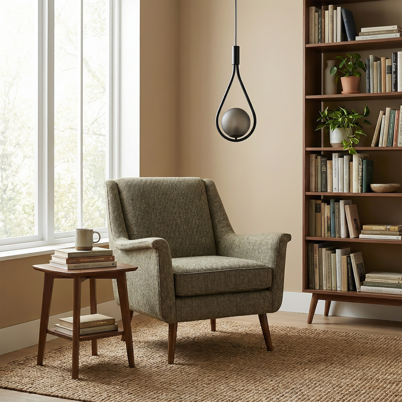 Suspension en verre givré noire pour chambre – Novaline