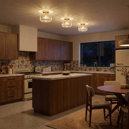 Plafonnier Cristal Doré Contemporain – Seraphinea