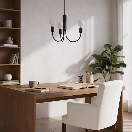 Lustre minimaliste noir 3 lampes – modèle Orfanys