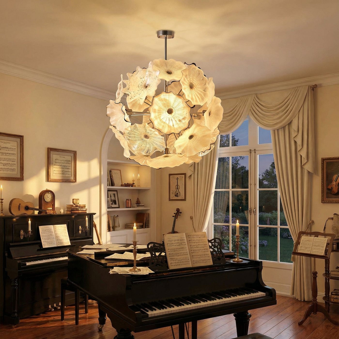 Lustre en Verre de Murano Blanc – Floréade