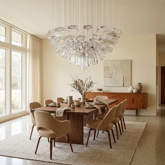 Lustre Cristal Moderne et Acier pour Salon – Mirellia