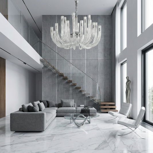 Lustre en Verre Transparent pour Salons et Chambres – Célestine