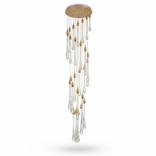 Lustre Cristal Doré pour Escalier – Cristalya