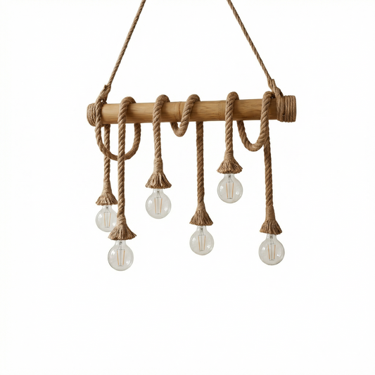 Suspension Nature & Industrielle Bambou Corde Authentique – Volya