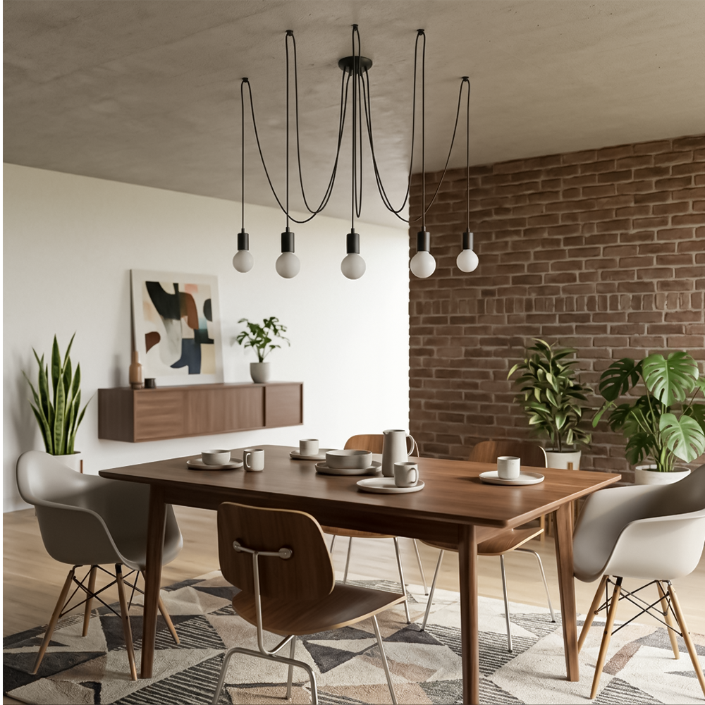 Lustre minimaliste noir 5 lampes – modèle Aethron