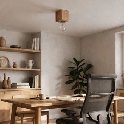 Plafonier lemn natural minimalista sufragerie – Modelul Arvoden