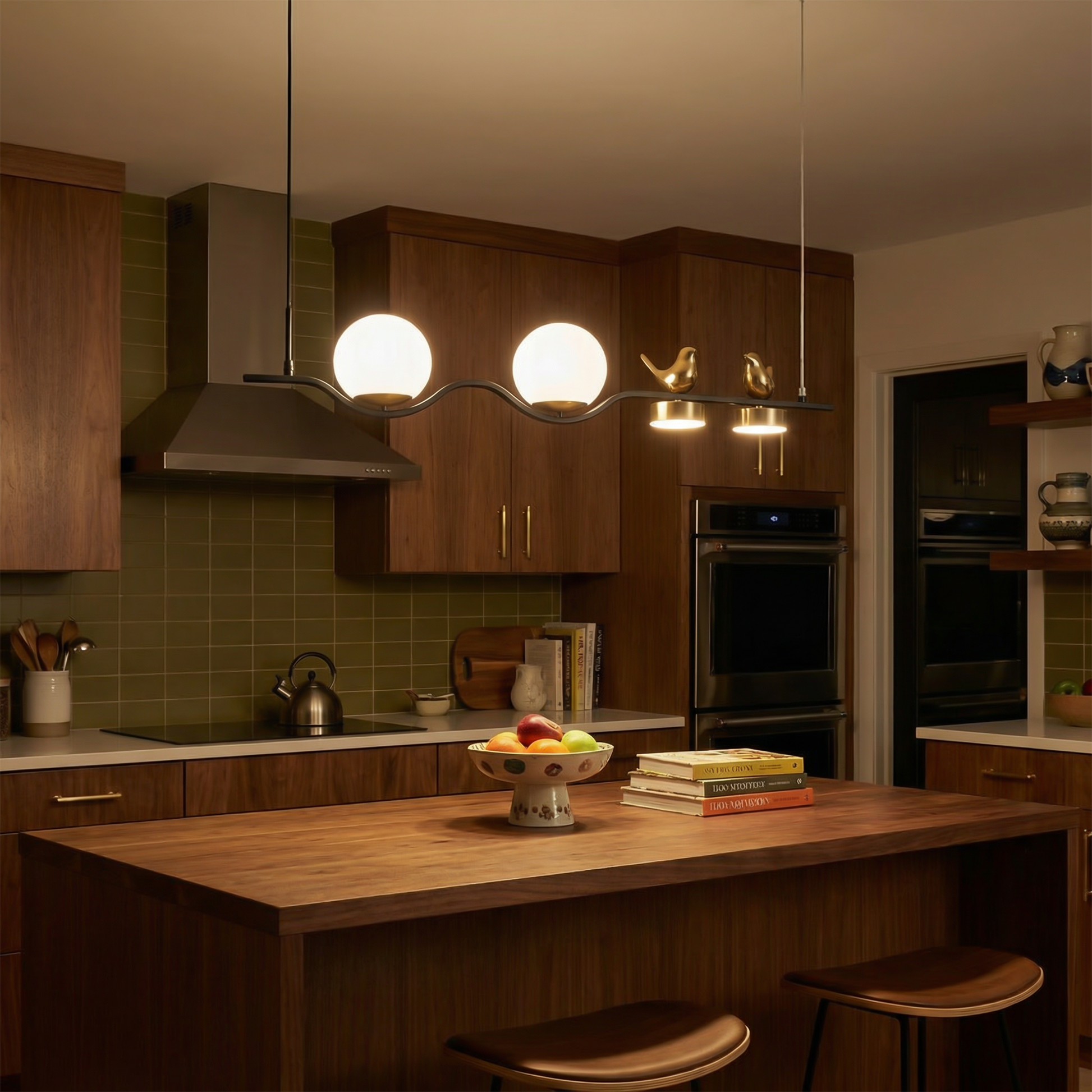 Suspension Deux Boules Verre Laiteux & Duo Poétique – Mirabella