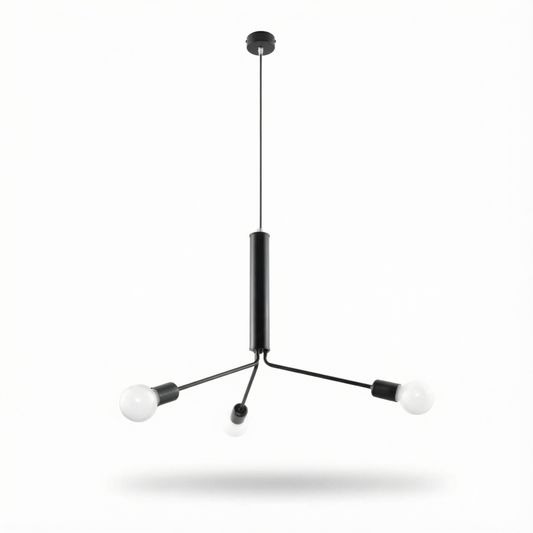 Lustre industriel noir 3 ampoules salon – Modèle Nerazio