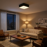 Plafonnier carré tissu blanc pour salon – Modèle Orféal