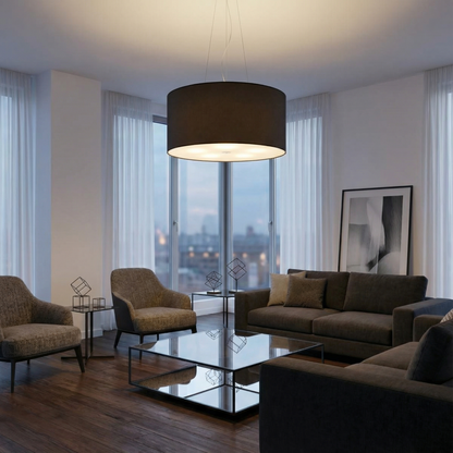 Minimalistische Zwarte Kroonluchter 5 Lampen Woonkamer – model Elaris