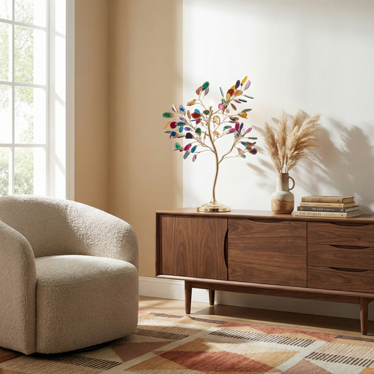 Lampe de Chevet Arbre Style Sculptural Feuilles Multicolores – Auror