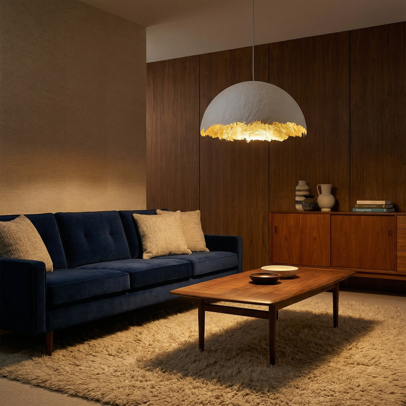 Suspension Art Déco Finition Chromée Design Audacieux – Lueur Écarlate