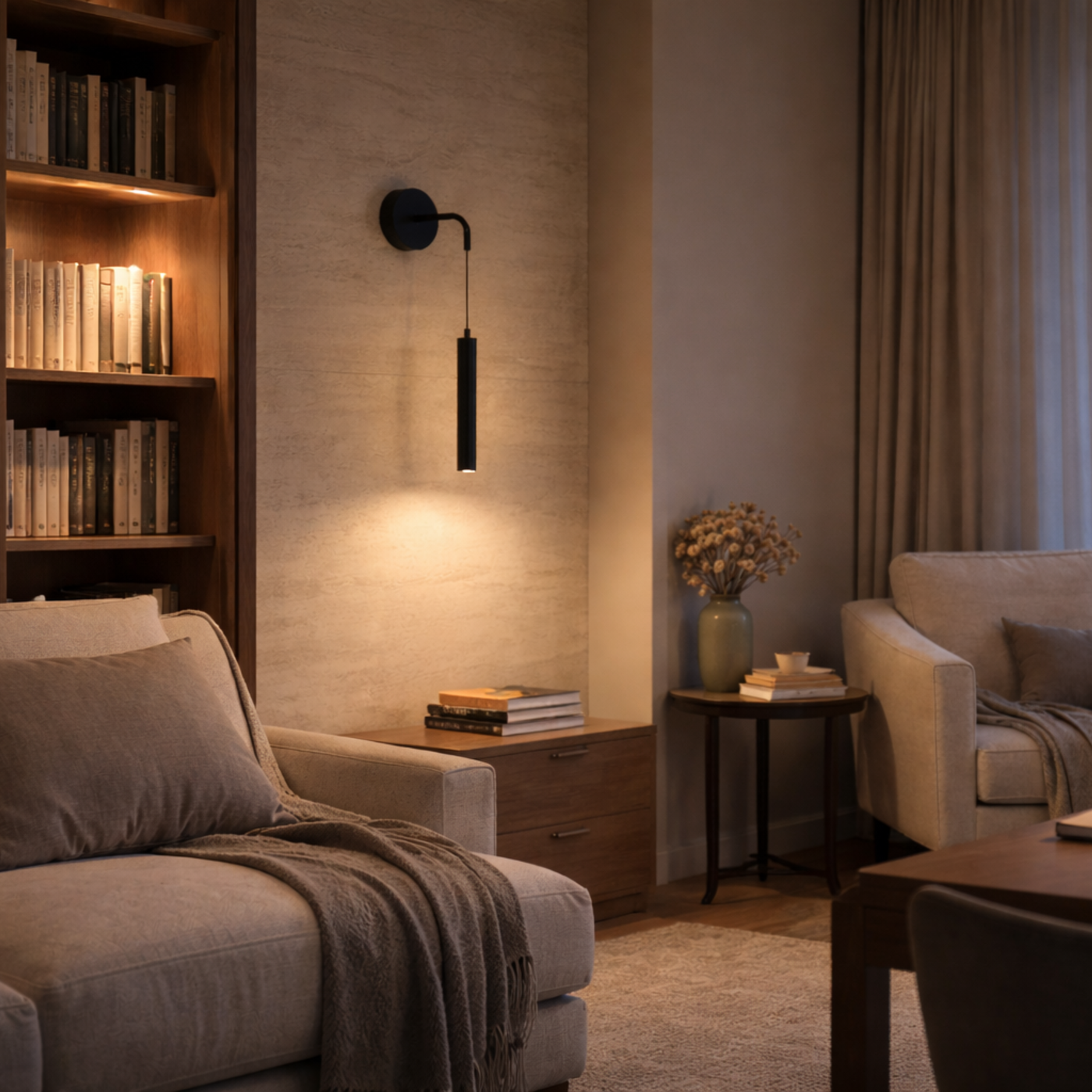 Applique murale moderne en métal noir pour chambre – Novalum