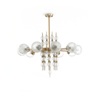 Suspension en acier poli et verre doré pour salon et cuisine – Aurelice