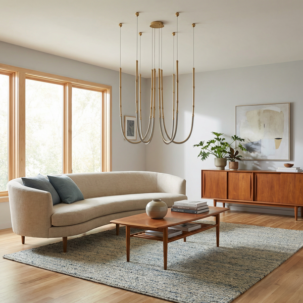 Lustre design Curvella en métal noir avec tubes courbes et éclairage LED - vue 2