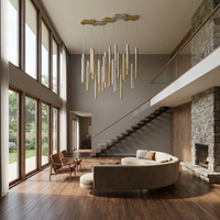 Lustre LED Moderne en Acier Brossé pour Salon – Séraphine