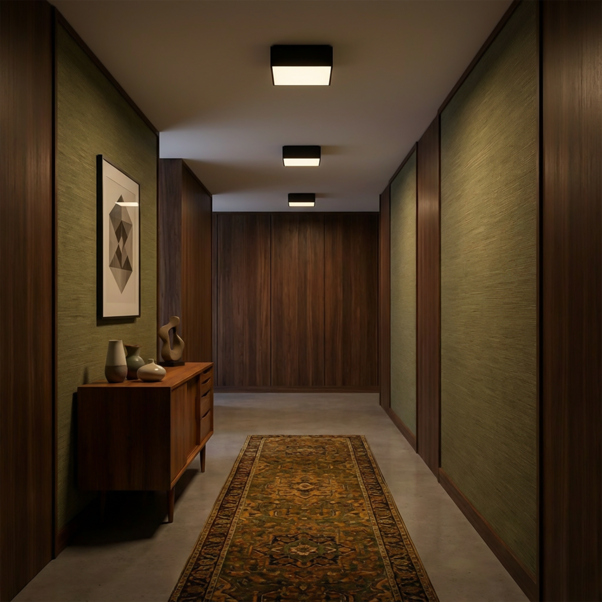Plafonier pătrat gri minimalist living – Orphéane
