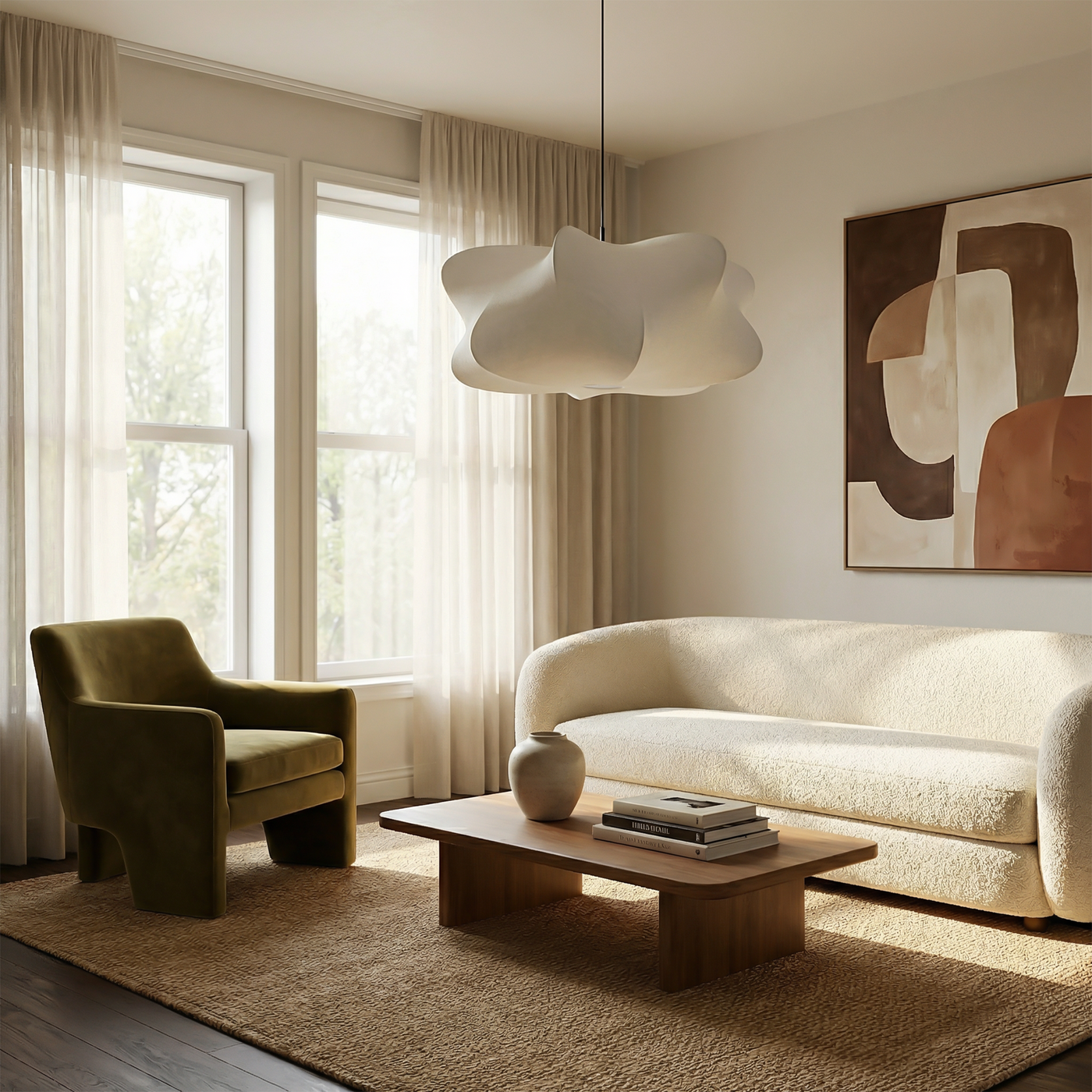 Suspension en soie style japonais pour salon – Zénithra