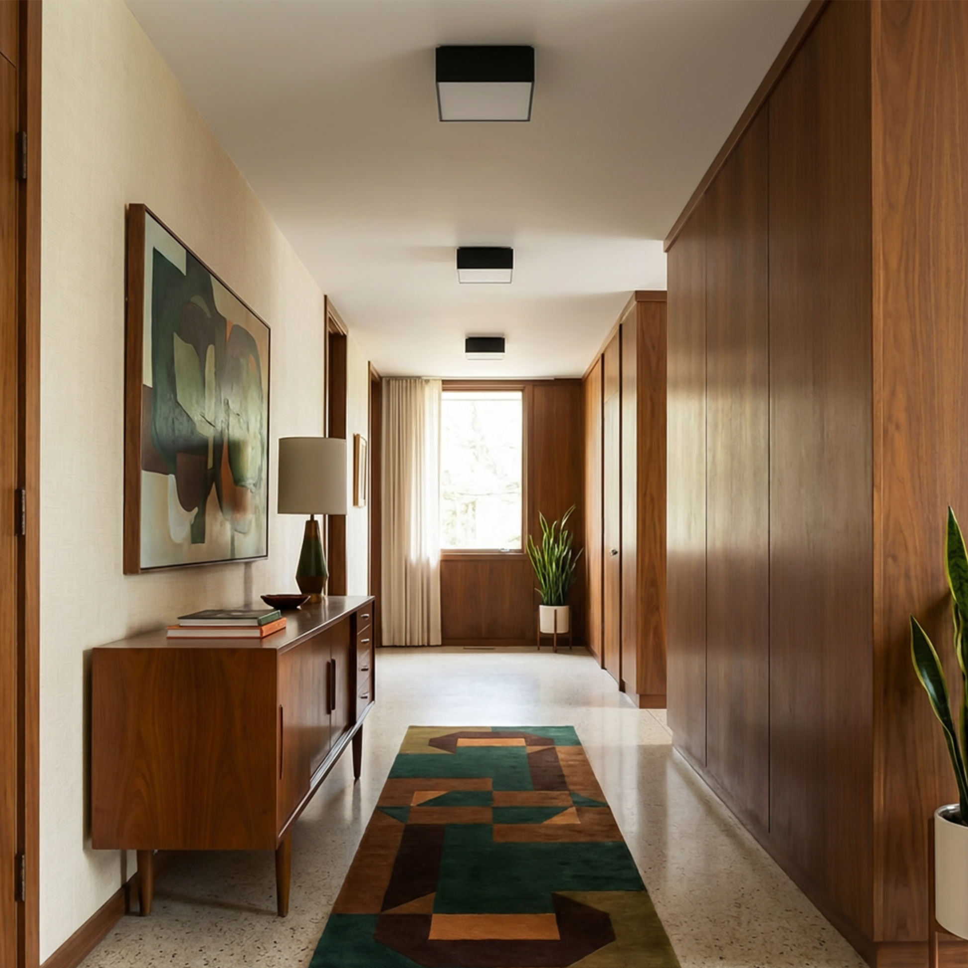 Plafonier pătrat gri minimalist living – Orphéane