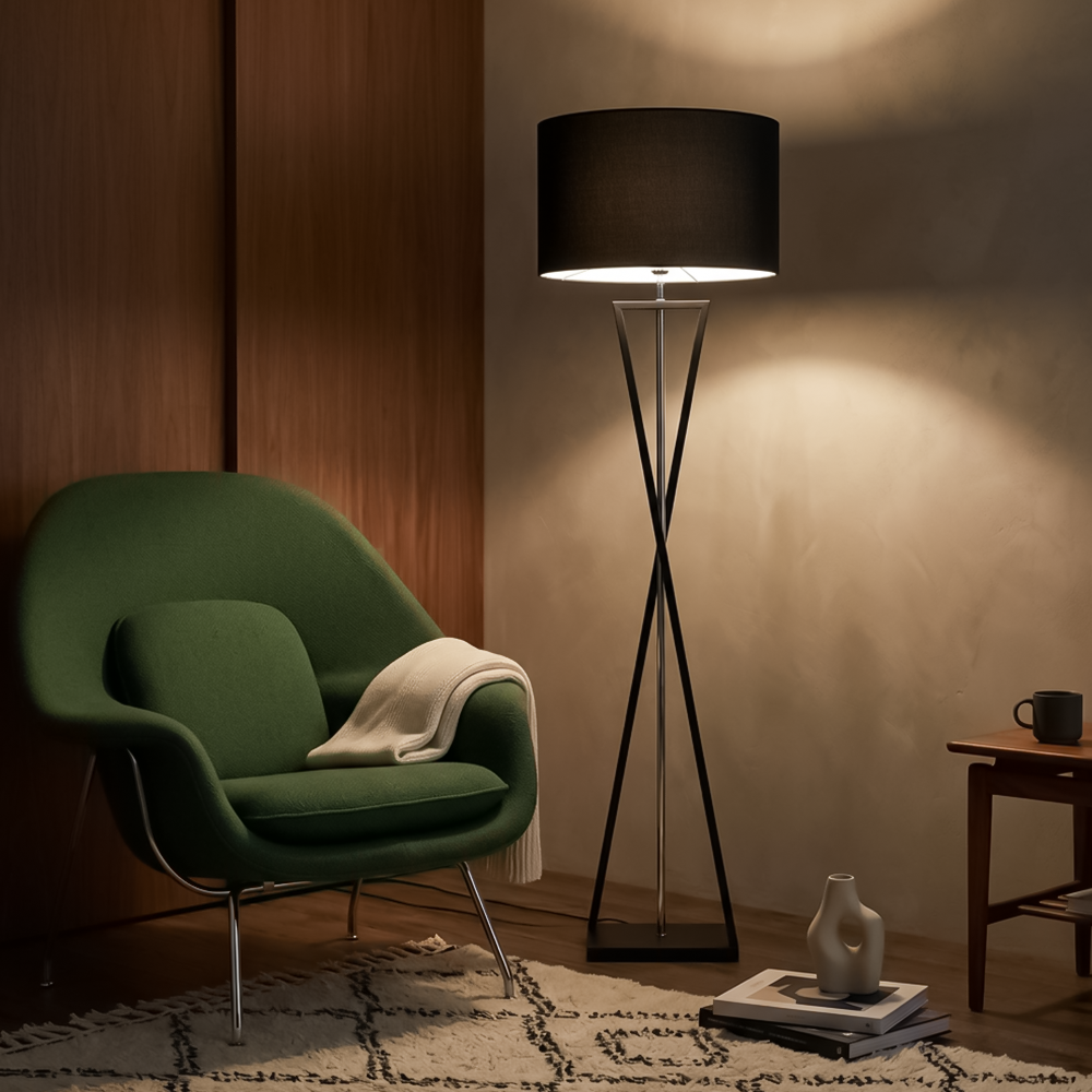 Lampadaire Haut de Gamme Finition Fer Tissu Douce Lumière – Eleganza