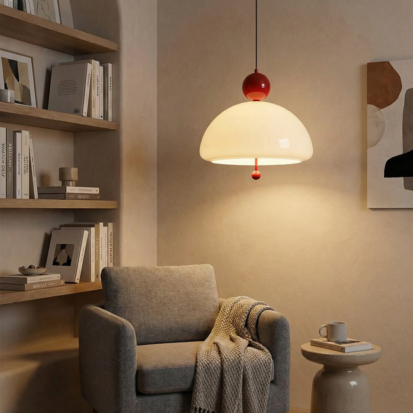 Suspension moderne en verre crémeux pour chambre et étude – Célorion