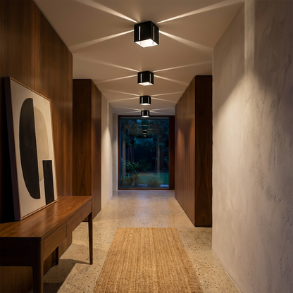 Modern Black Perforated Square Ceiling Light – Modèle Orphéa