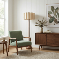 Lampe sur pied en bois style Wabi-Sabi pour salon – Armonique