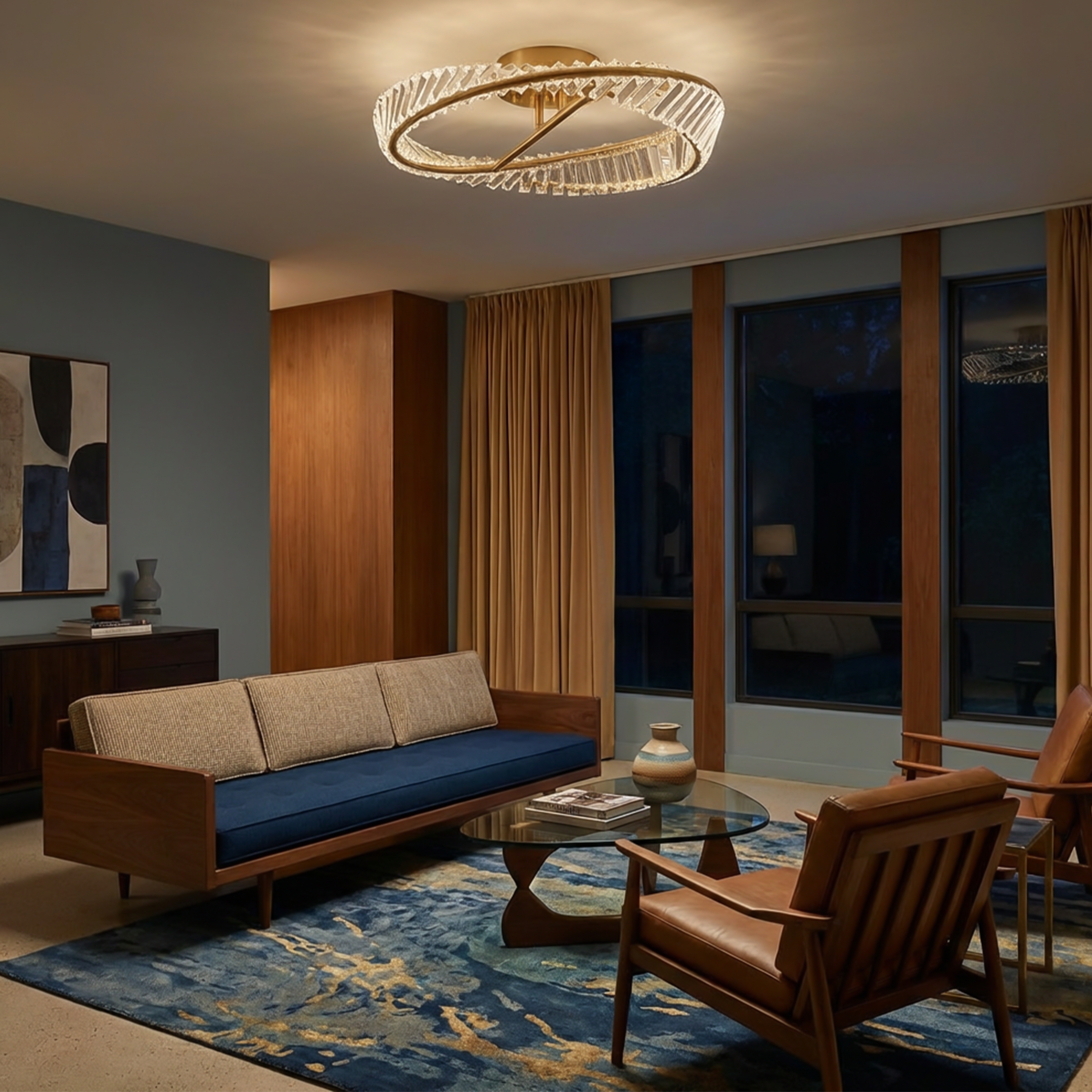Plafonnier design avec cristaux et finition élégante – Lussuoso
