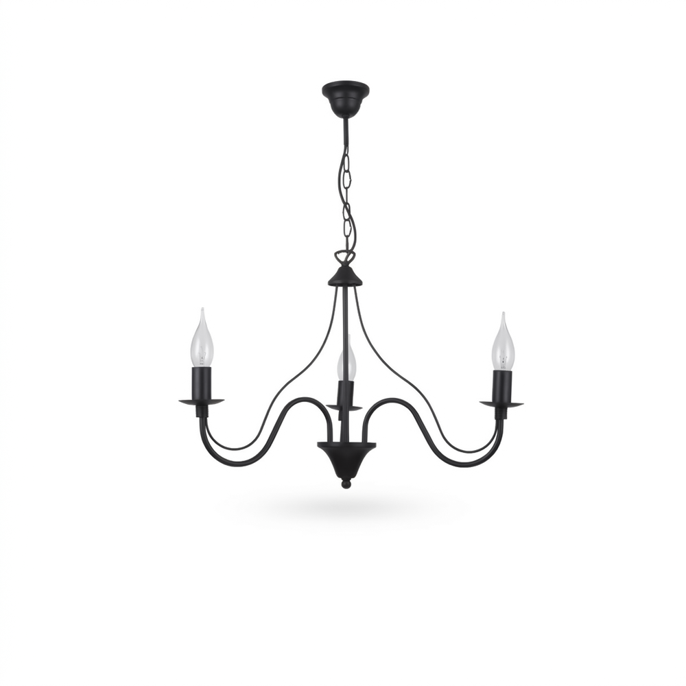 Lustre bougeoir noir glamour 3 ampoules – modèle Asterion