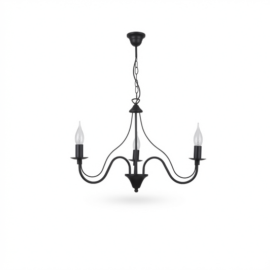 Lustre bougeoir noir glamour 3 ampoules – modèle Asterion