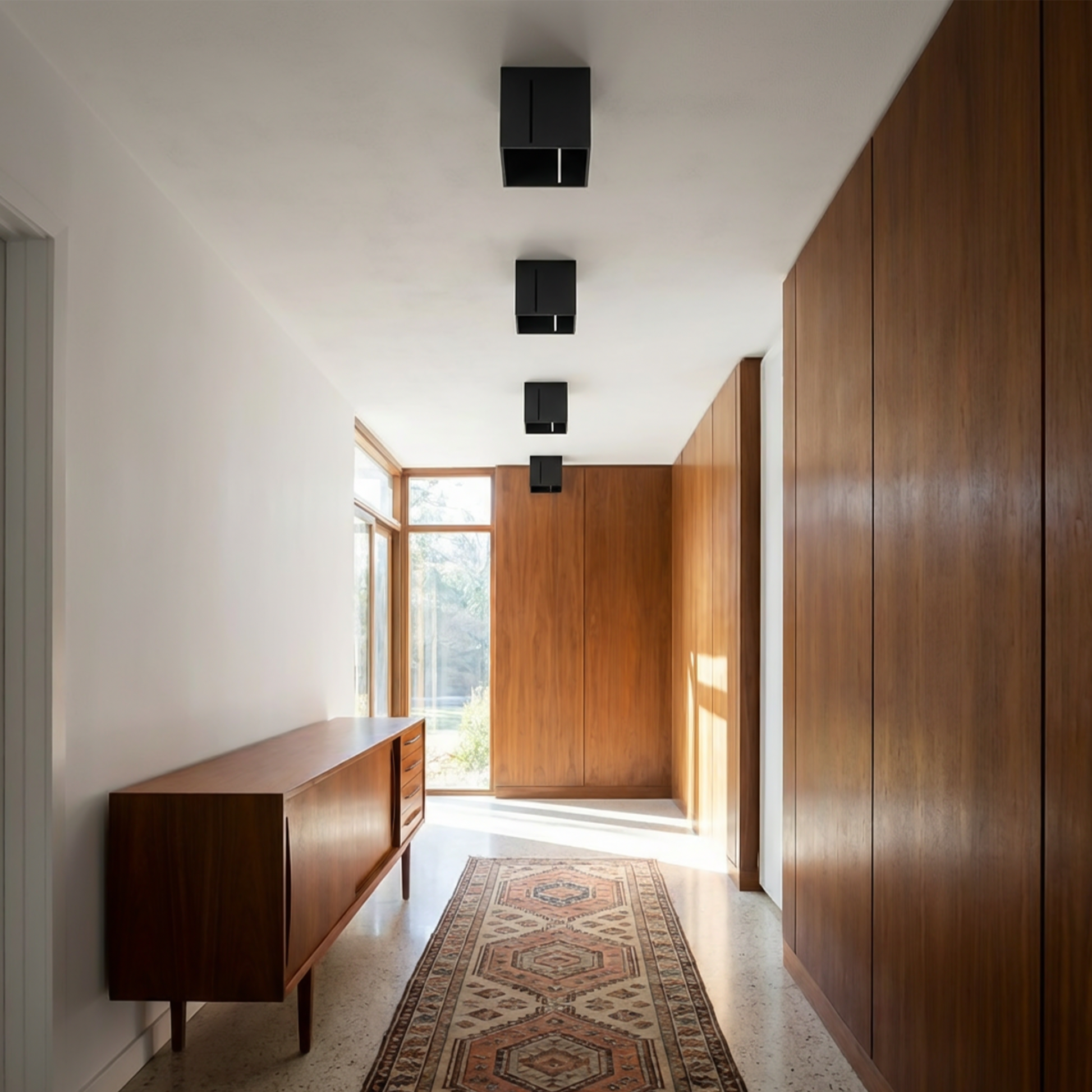 Plafonier pătrat negru modern perforat – Modèle Orphéa