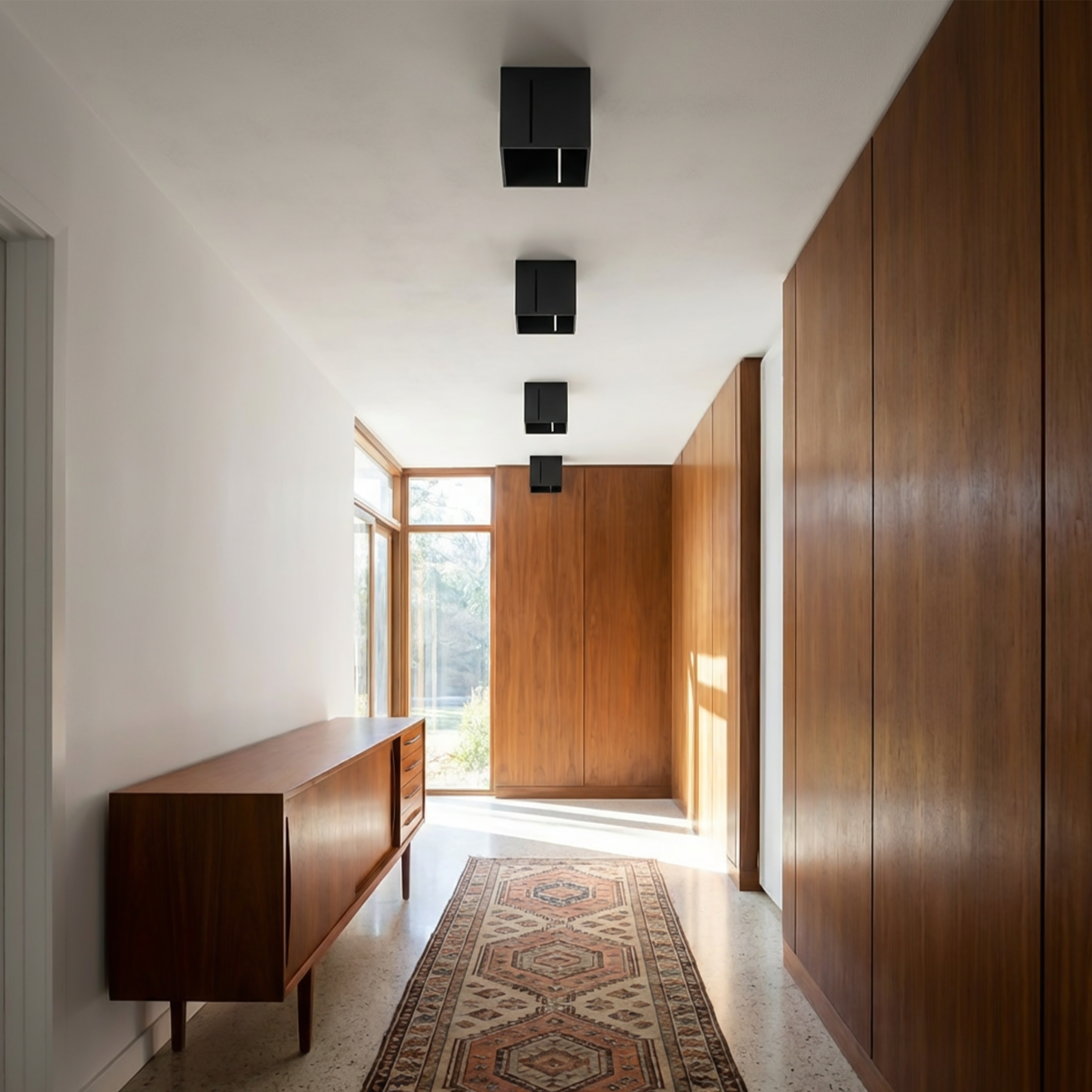 Plafonier pătrat negru modern perforat – Modèle Orphéa