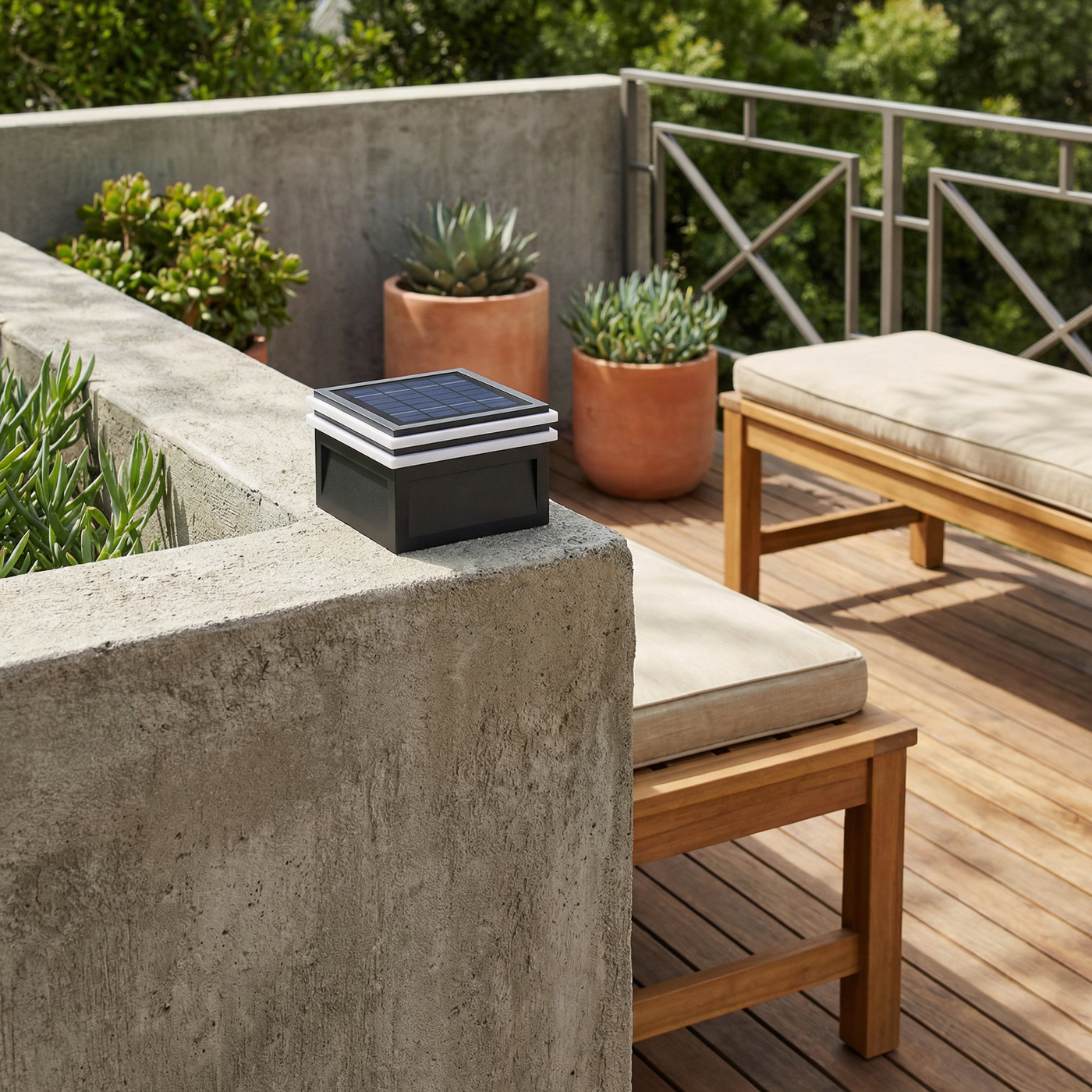 Lampe solaire extérieure carrée en acier inoxydable – Hélion