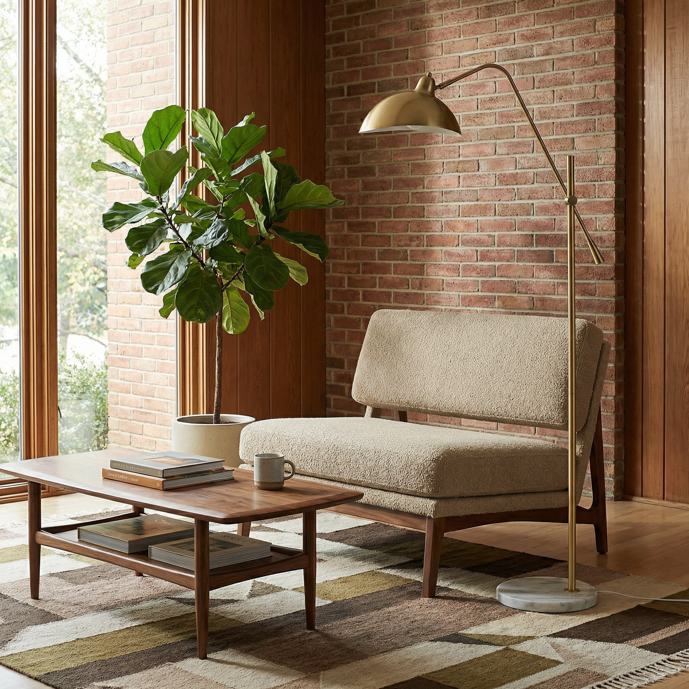 Lampe sur pied en métal doré et marbre pour salon – Aurélis