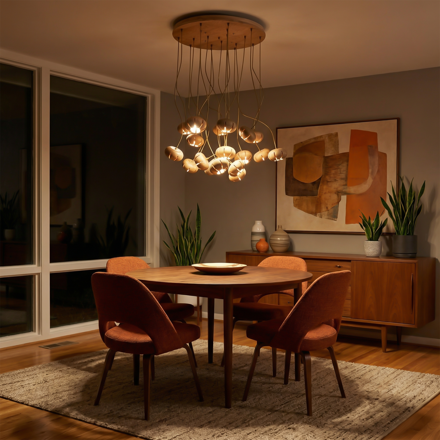 Suspension en Bois Floral pour Salles Élégantes – Orvaline